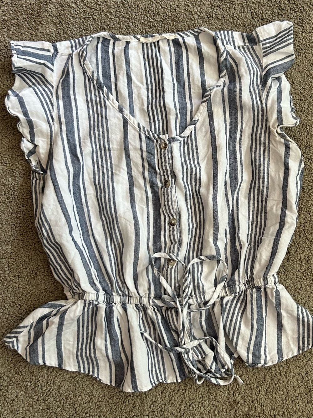 Copper Key Striped Blouse Women Small Coastal Cottagecore